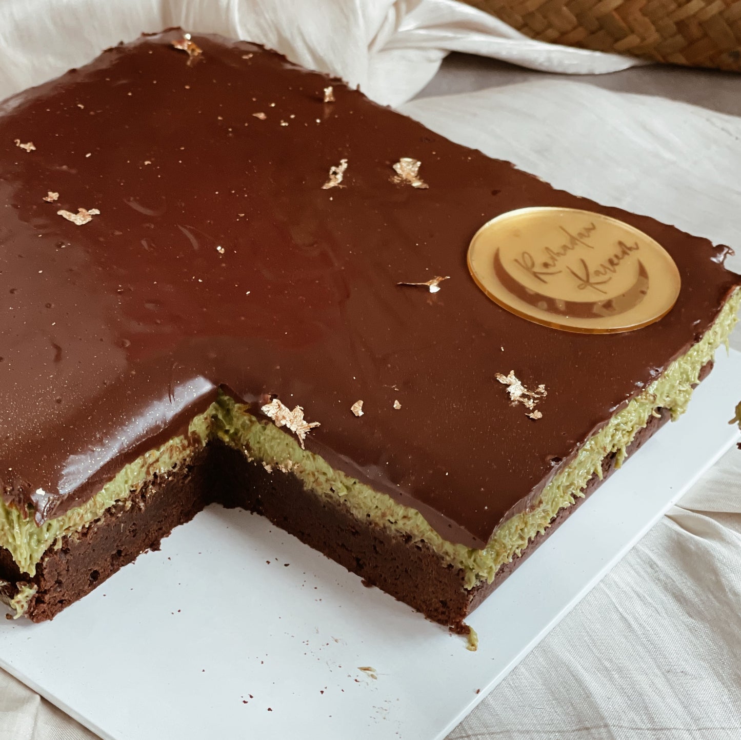 Pistachio Kunafa Brownies